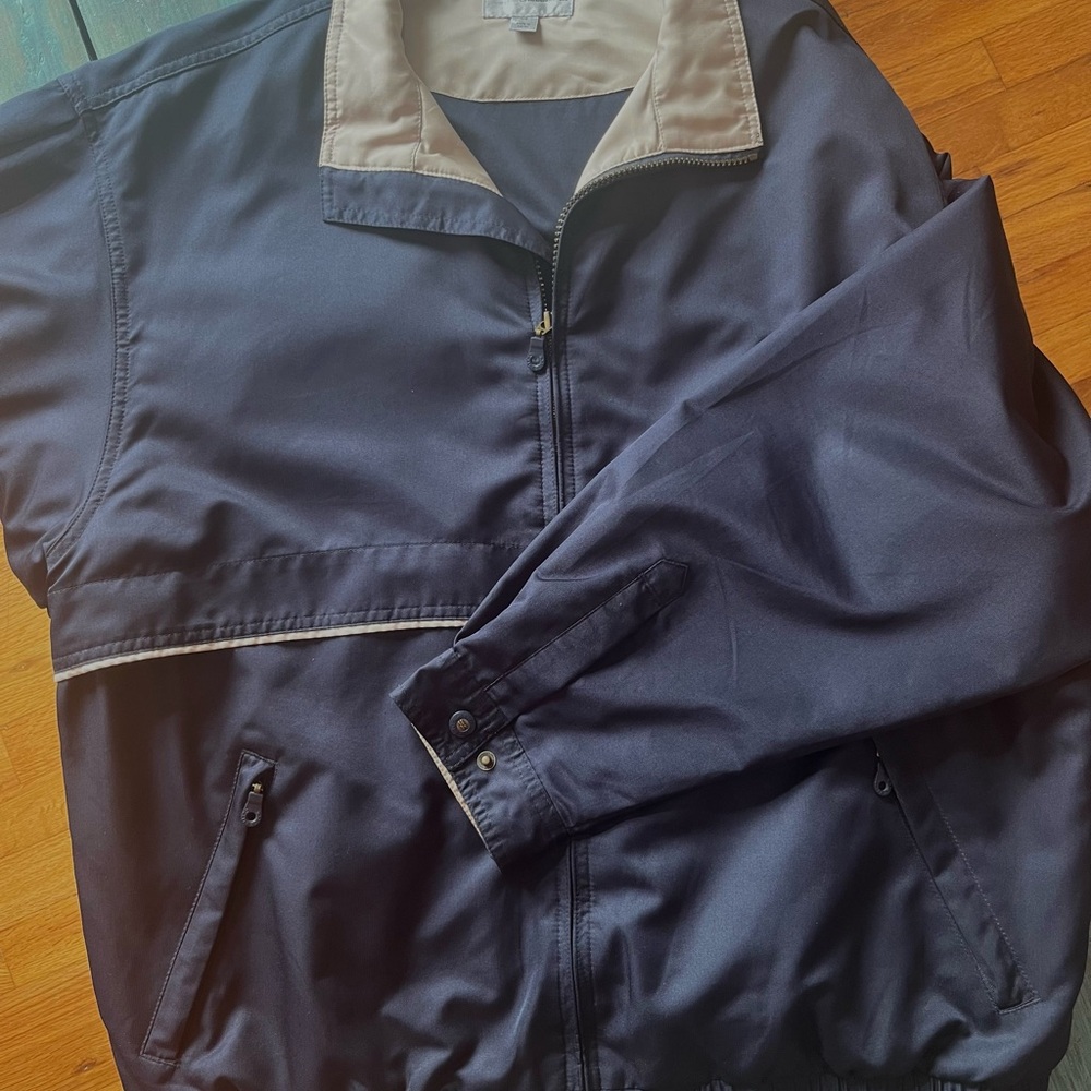 Cutter and Buck Classic Navy Jacket with Tan Piping and Collar